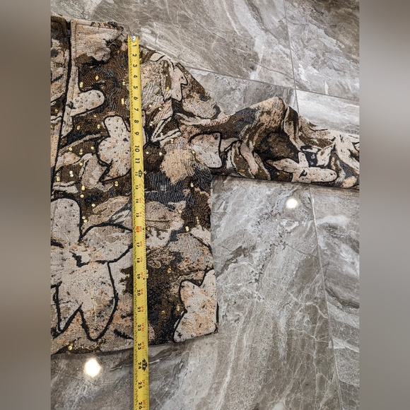 Anage Vintage 90s Beaded brown floral full zip tapestry Embroidered blazer sz L - Picture 9 of 9